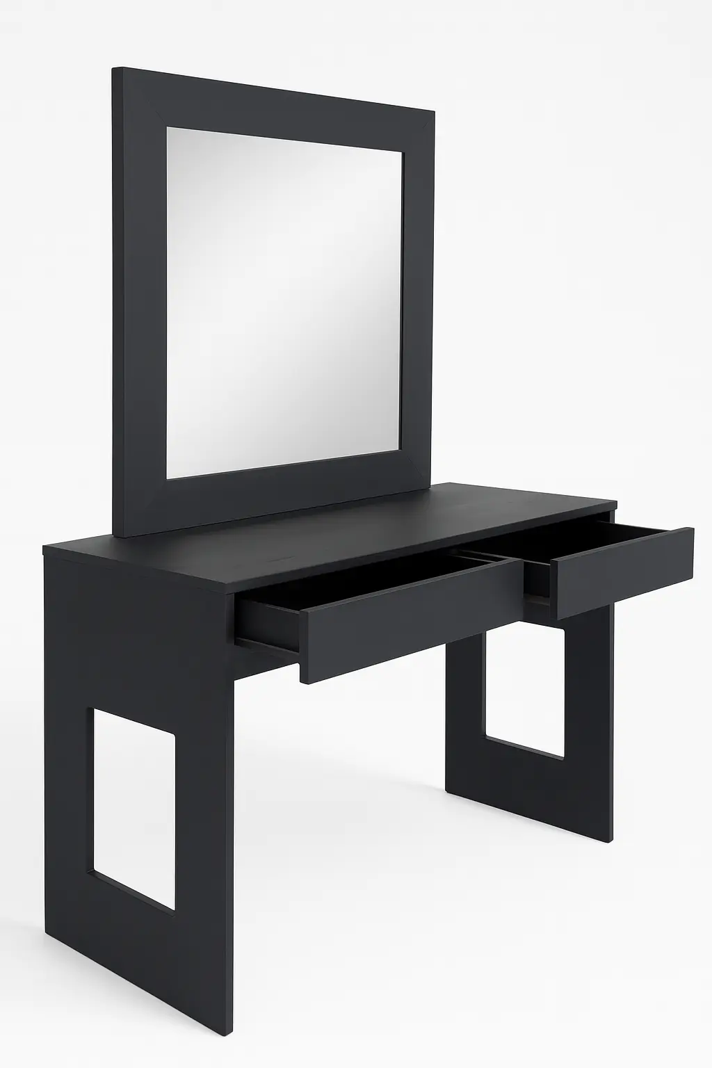 خزانة ملابس بسيطة مع مرآة ودرجين - لمسة نهائية من خشب الدردار