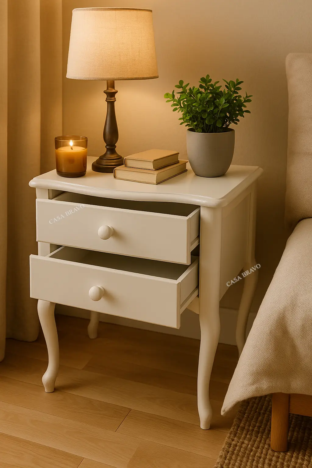 طاولة جانبية بيضاء عصرية بدرجين وأربعة أرجل - طاولة جانبية نيرو