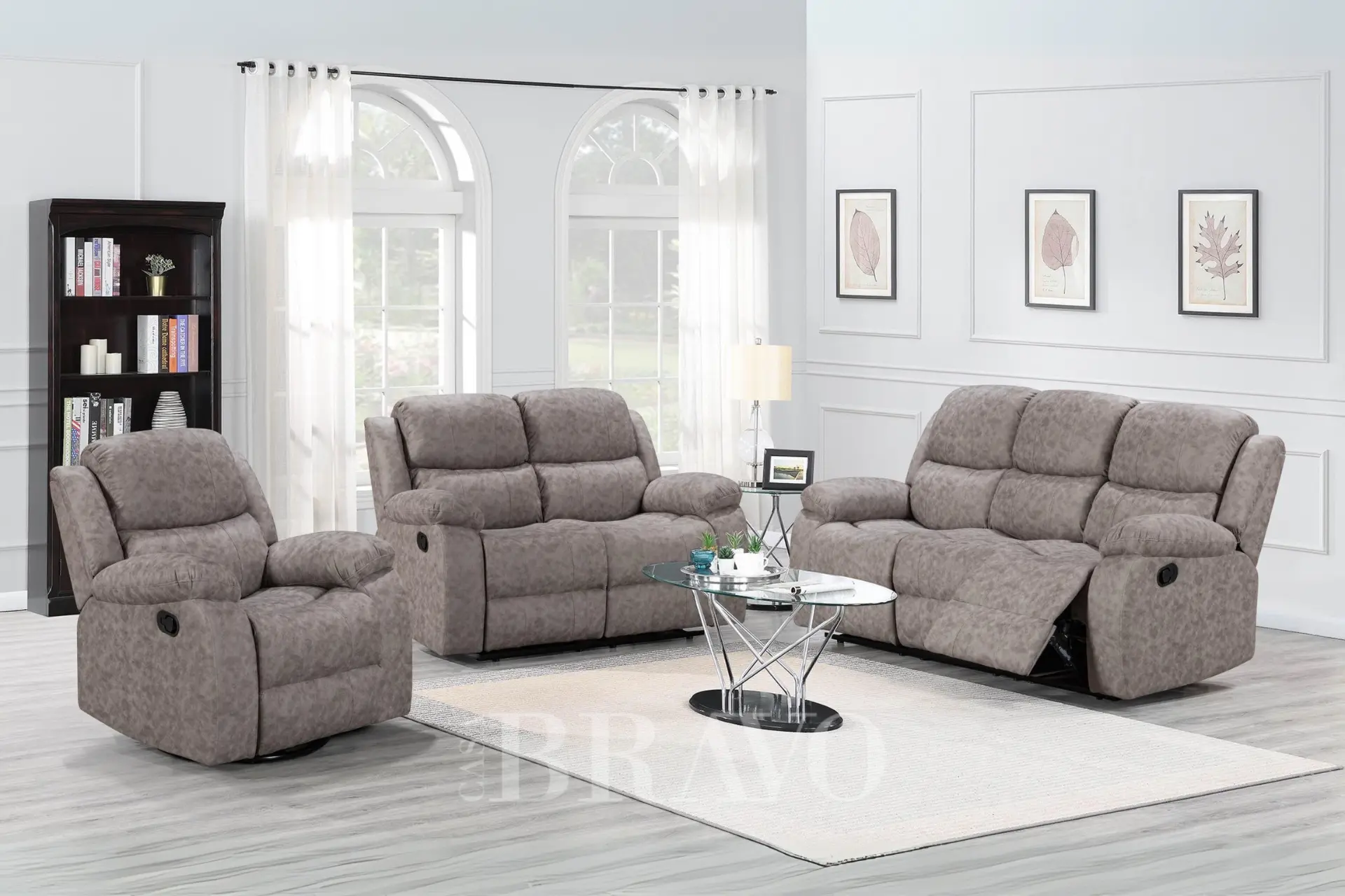 طقم كنبات استرخاء  3+2+1 – مع كرسي هزاز ودوار