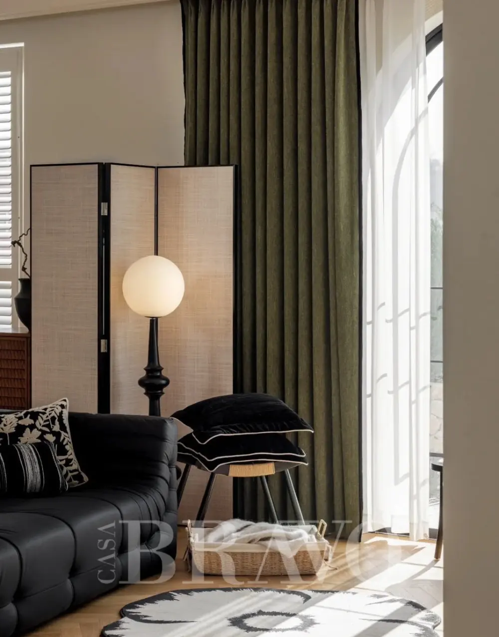 ستائر معتمة زيتونية الملمس - مجموعة ستائر عصرية فاخرة | كازا برافو