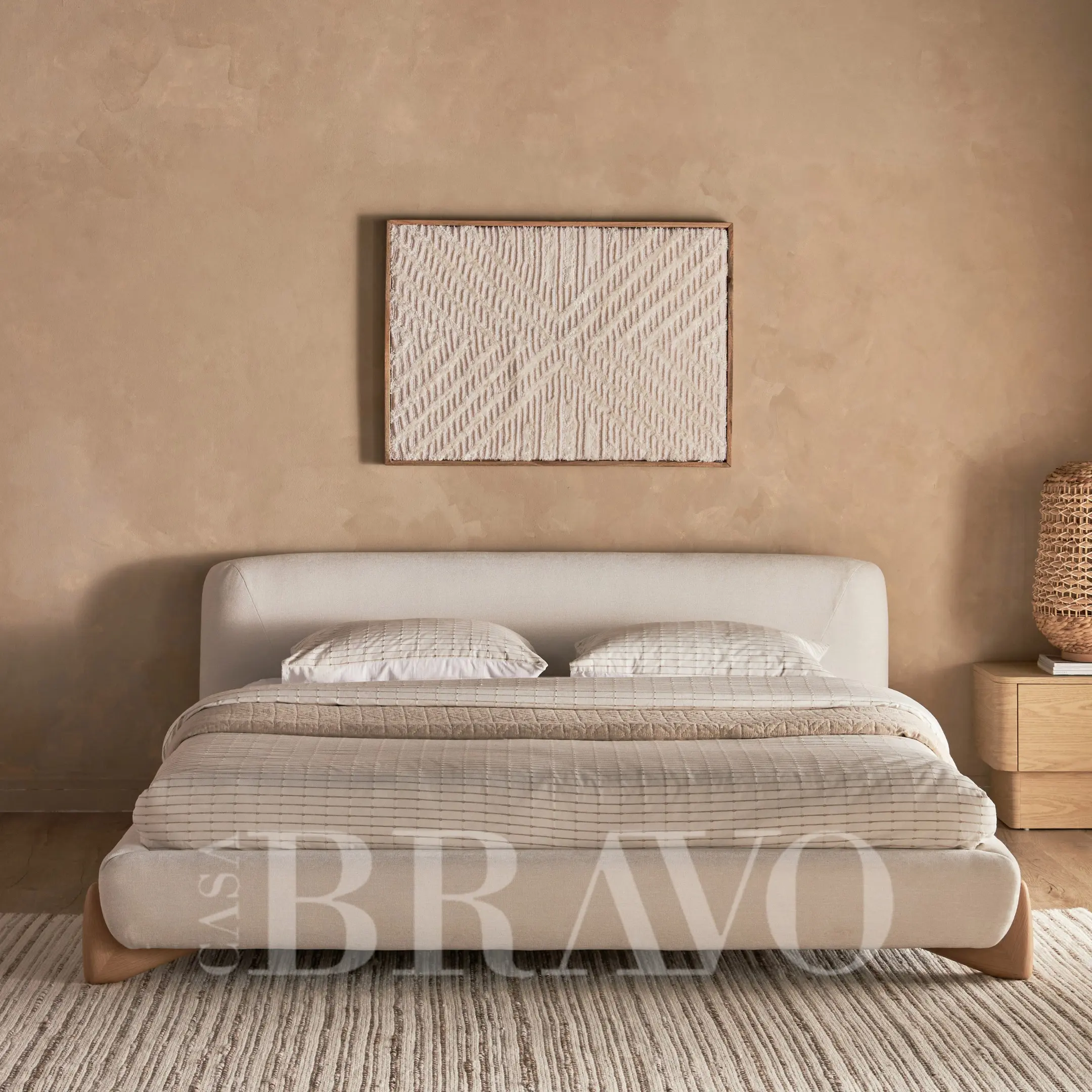 سرير لومورا كيرف - تصميم بسيط وعصري - أرجل خشبية صلبة حديثة