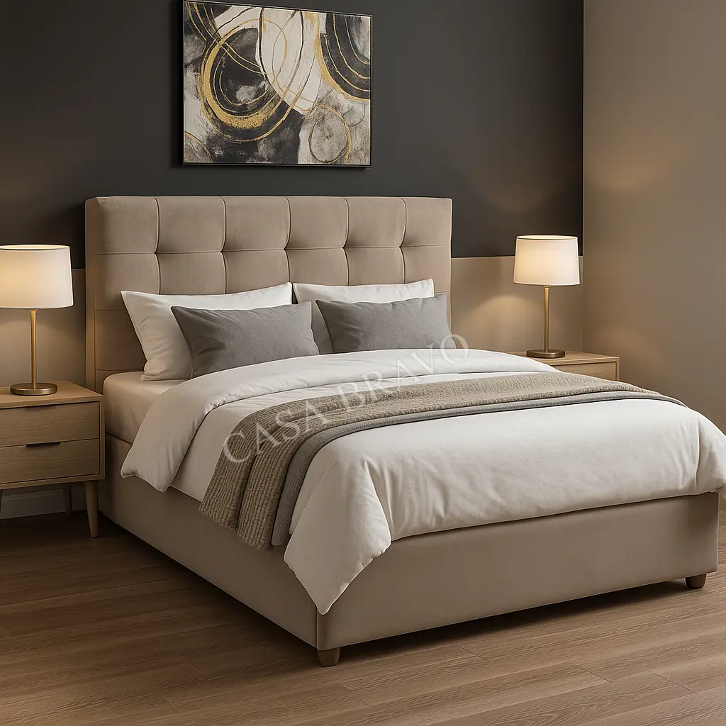 أريكة سرير بسيطة مع لوح رأس مرتفع وقاعدة متينة