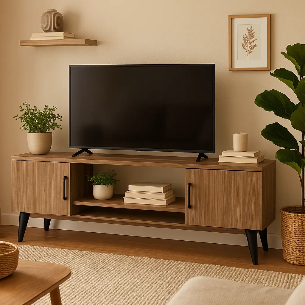 وحدة تلفزيونالمعاصرة ذات الحبوب الخشبية