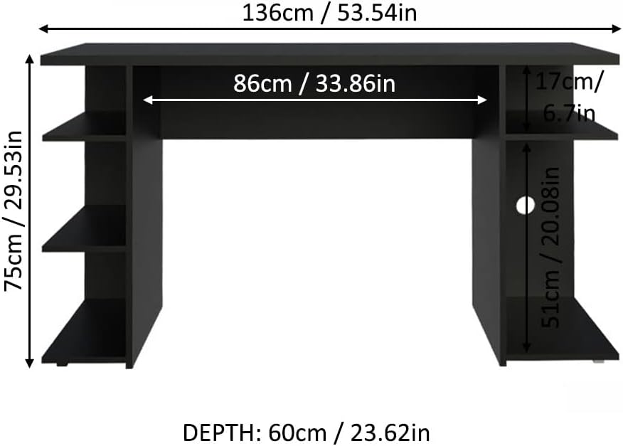 مكتب مدمج مع مسند للكتب