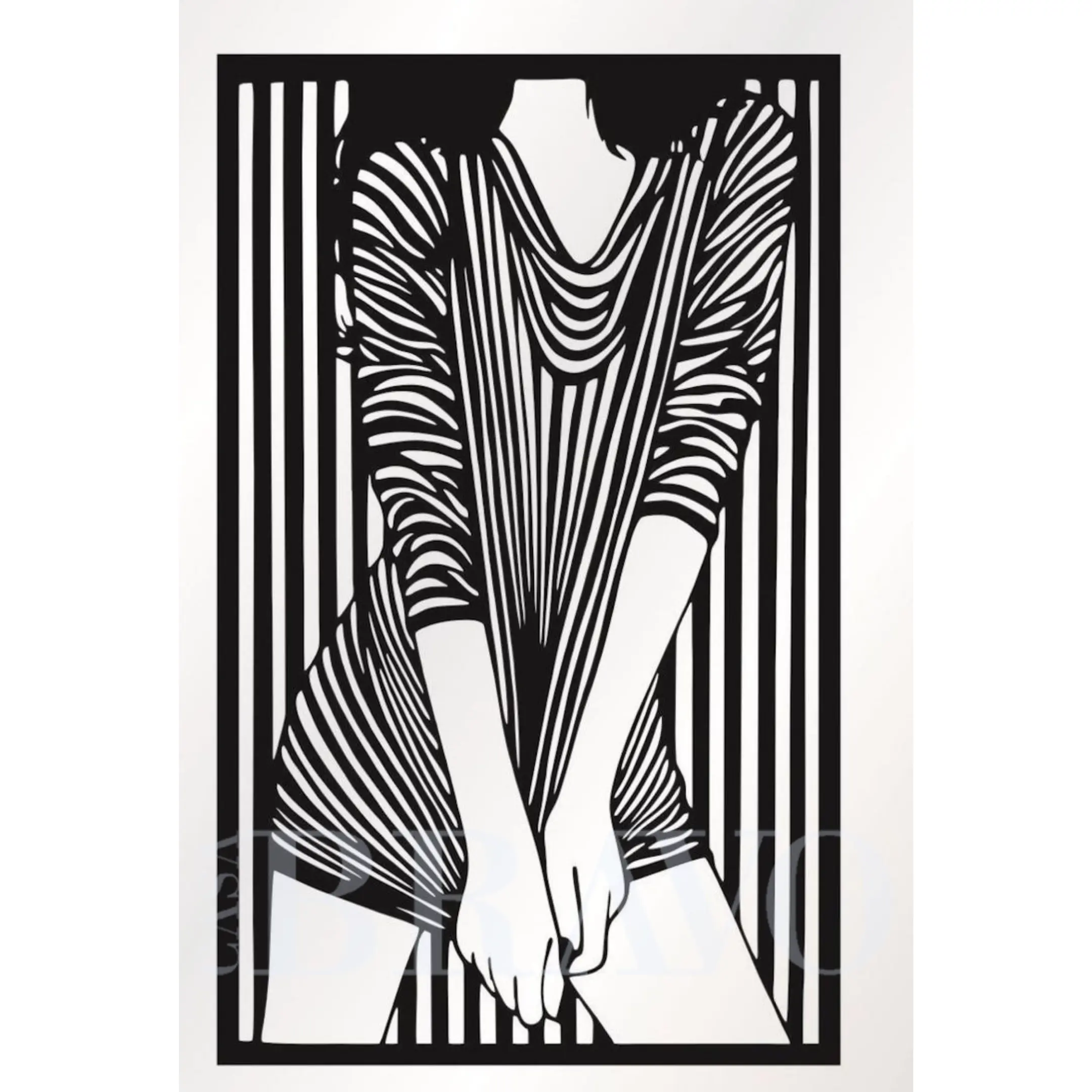 لوحة فنية جدارية تجريدية من خشب MDF بتصميم هندسي خطي حديث