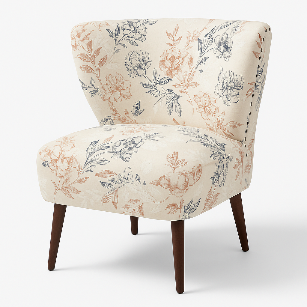 كرسي من القماش بنقشة الأزهار