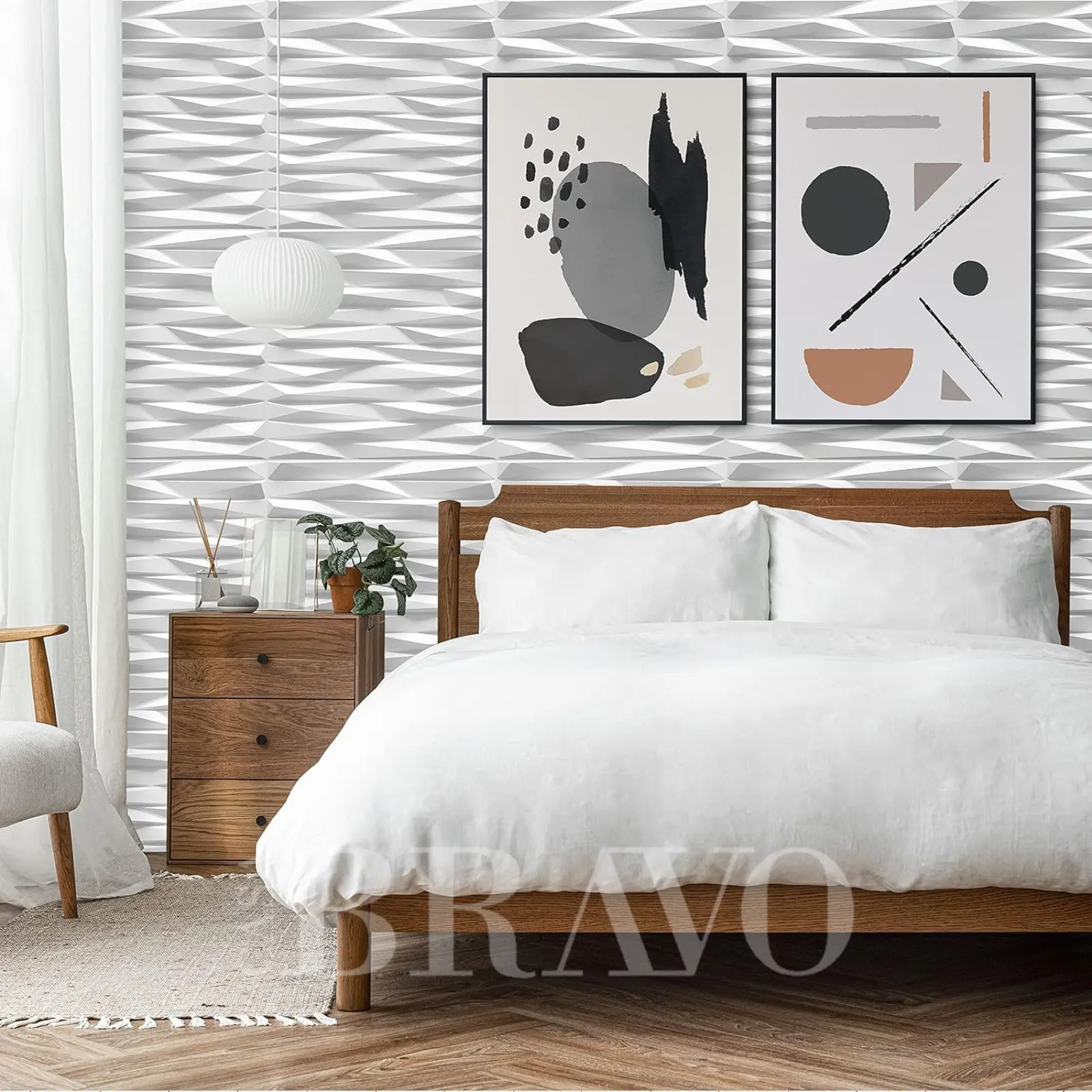 لوحة حائط ثلاثية الأبعاد بنسيج مموج - غطاء حائط زخرفي حديث